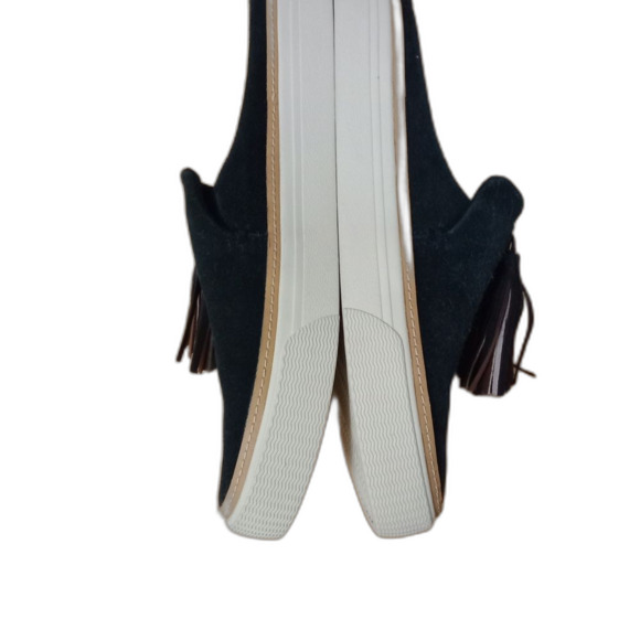 TOMS Women's Sunrise Black Suede Slip On Tassel Sneakers Preppy Retro Size 8 - Picture 6 of 8